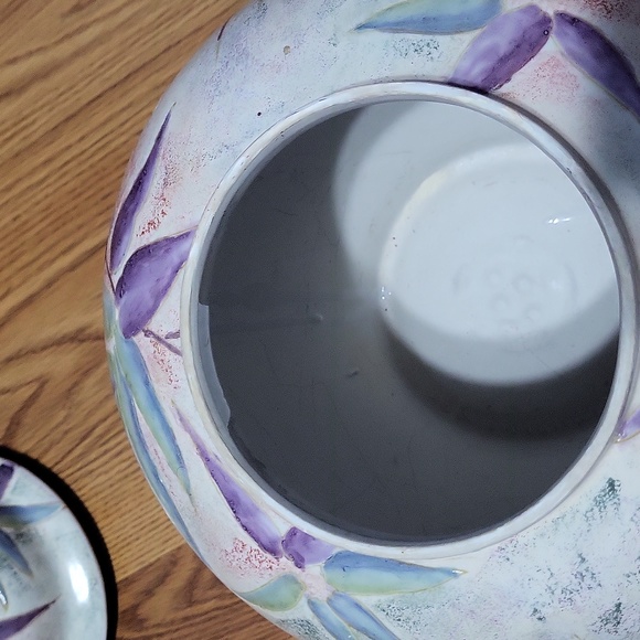 Large China Trader stoneware vase with lid home decor floral pastels vintage - Picture 5 of 8